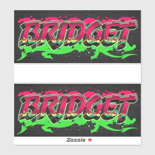 Bridget First Name Graffiti Sticker (Sheet)