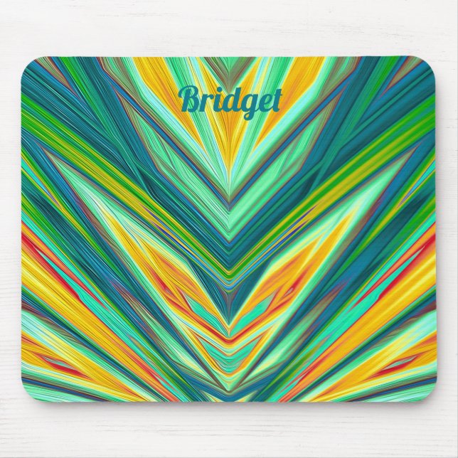 BRIDGET ~ Green Yellow Red Orange Fractal Pattern Mouse Pad (Front)