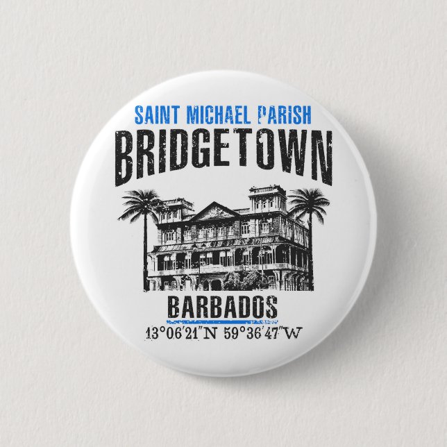 Bridgetown 2 Inch Round Button (Front)