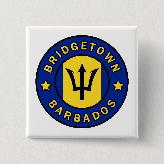 Bridgetown Barbados 2 Inch Square Button (Front)