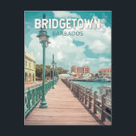 Bridgetown Barbados Illustration Travel Art Retro Postcard<br><div class="desc">Bridgetown retro vector travel design. Bridgetown, the vibrant capital of Barbados, is a UNESCO World Heritage Site known for its colonial architecture, historic sites, and lively waterfront.</div>