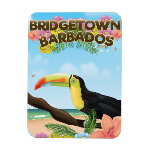 Bridgetown Barbados Toucan travel poster Magnet