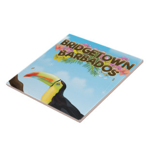 Bridgetown Barbados Toucan travel poster Tile