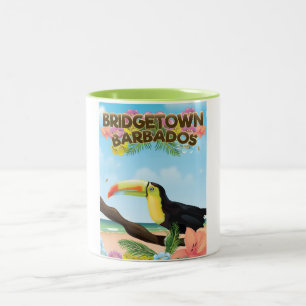 Bridgetown Barbados Toucan travel poster Two-Tone Coffee Mug