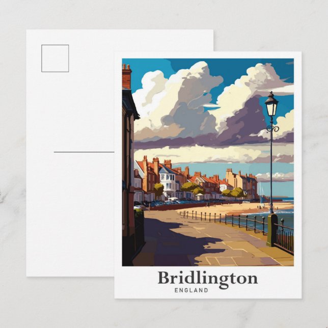 Bridlington England Vintage Travel Illustration Postcard (Front/Back)