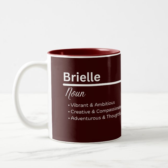 Brielle Girl Name Definition Personalized Two-Tone Coffee Mug (Left)
