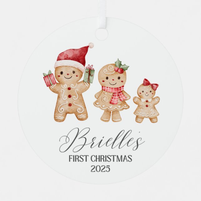 Brielle Personalized Baby's First Christmas Metal Ornament (Front)
