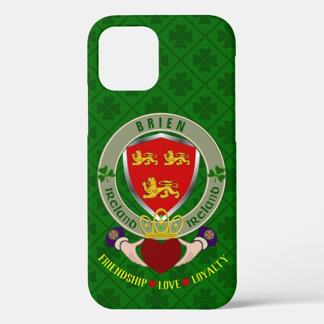 Brien/Bryan Irish Shield & Claddagh Personalized  Case-Mate iPhone Case (Back)