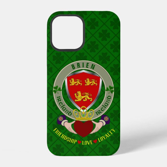 Brien/Bryan Irish Shield & Claddagh Personalized  iPhone Case (Back)
