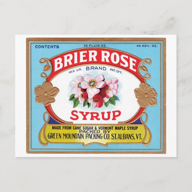 Brier Rose Vintage Syrup Label Postcard (Front)