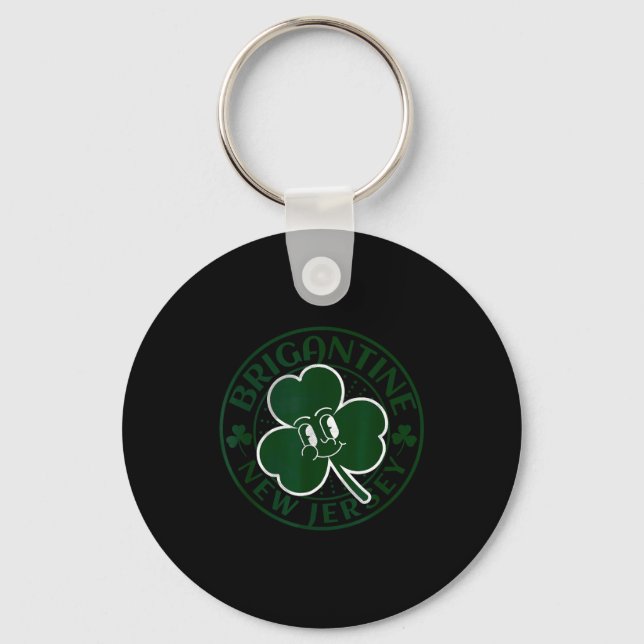 Brigantine New Jersey Irish Shamrock Nj Retro Souv Keychain (Front)