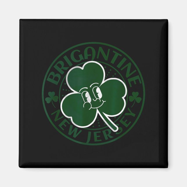 Brigantine New Jersey Irish Shamrock Nj Retro Souv Magnet (Front)