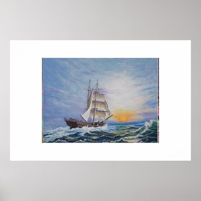 Brigantine On Lively Seas Poster (Front)