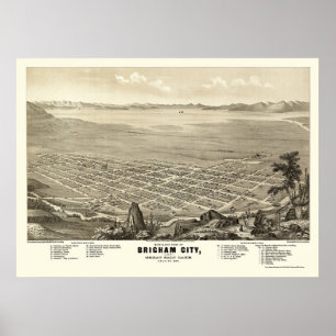Brigham City, UT Panoramic Map - 1875 Poster