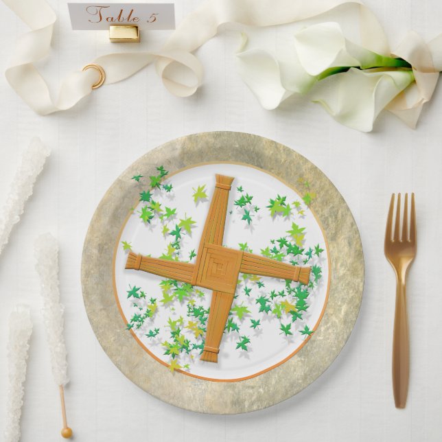 Brighid Cross Paper Plate (Wedding)