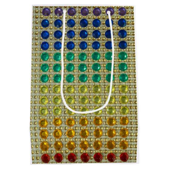 Bright, 2 side designs colourful jewels gems  medium gift bag (Back)