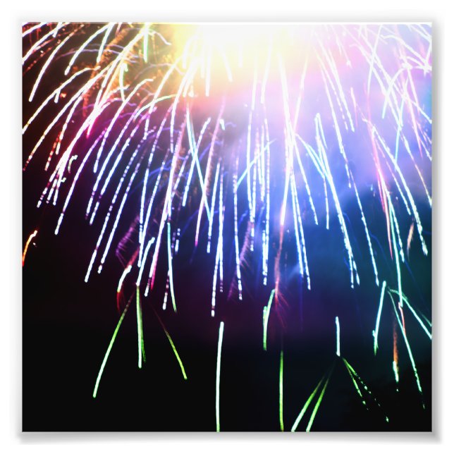 Bright 4th of July Fireworks 6x6 Square Photo Print (Front)