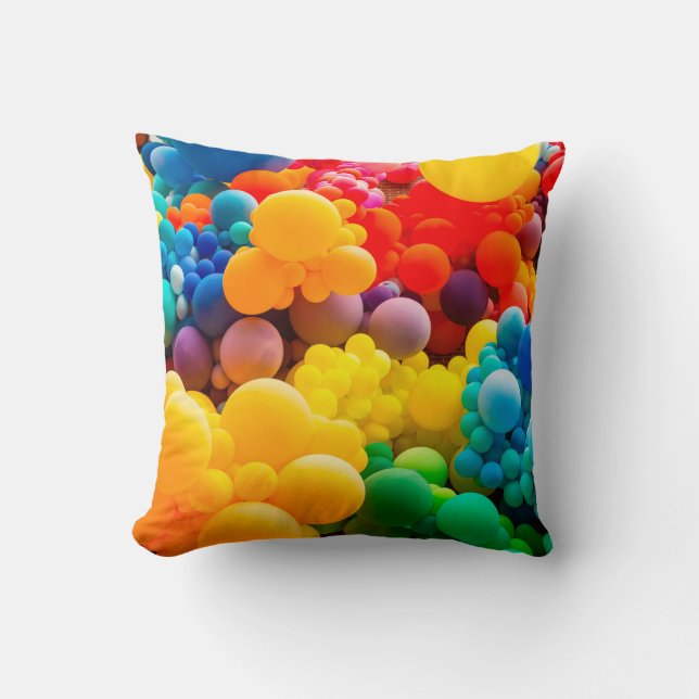 Bright abstract background of jumble of rainbow co throw pillow (Front)