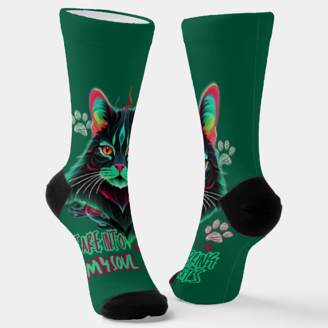 Bright Abstract Cat Vision Socks (Angled)
