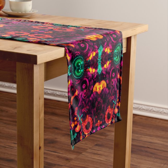 Bright Abstract Colour Short Table Runner (In Situ)