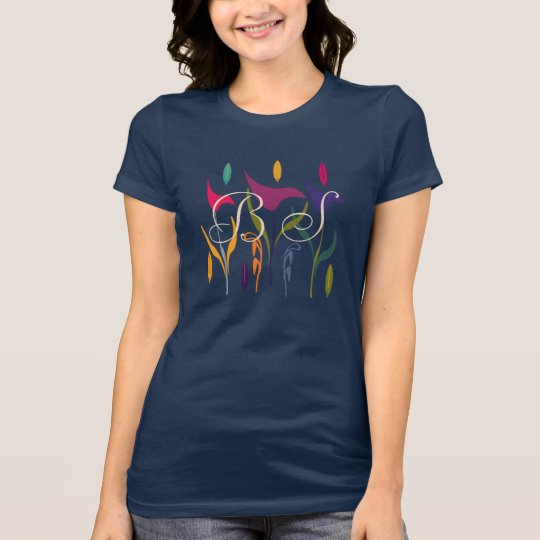 Bright Abstract Floral Art Add Initials T-shirt