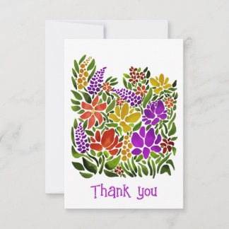 Bright Abstract Floral Flat Thank You Card 