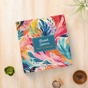 Bright Abstract Floral Monogram Hopes and Dreams Binder