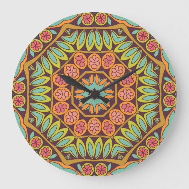 Bright abstract floral ornament design. large clock (Front)