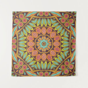 Bright abstract floral ornament design. tapestry