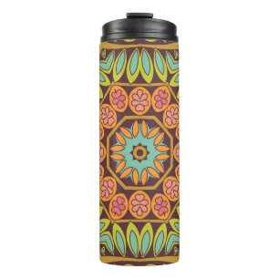 Bright abstract floral ornament design. thermal tumbler