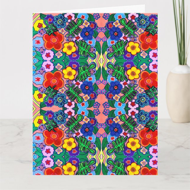 Bright Abstract Flower Art   Card (Front)