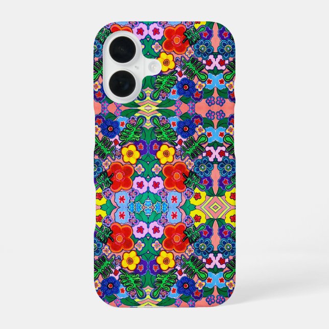 Bright Abstract Flower Art   iPhone 16 Case (Back)