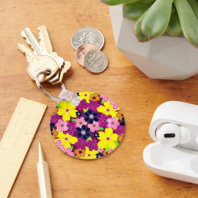 Bright Abstract Flower Art Keychain (Desk)