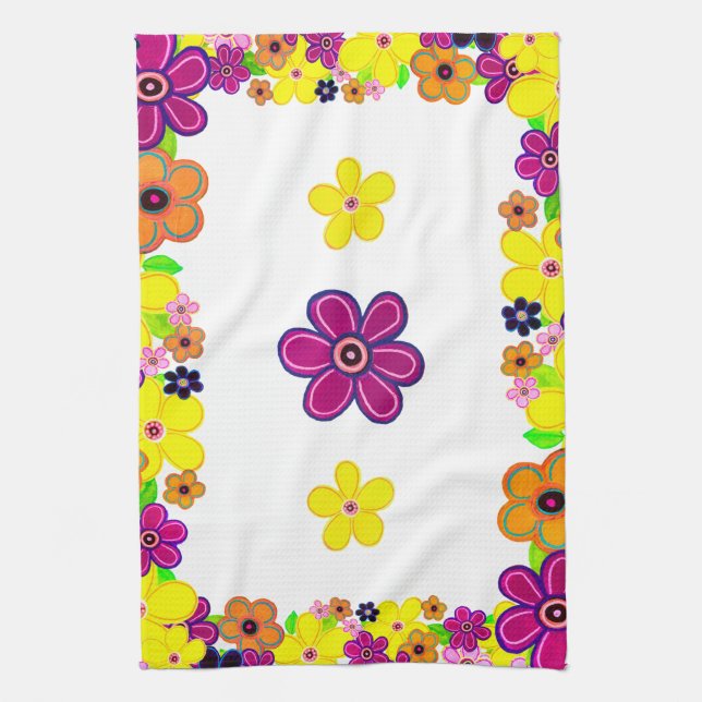Bright Abstract Flower Art Kitchen Towel (Vertical)