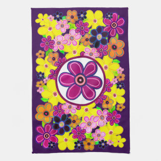 Bright Abstract Flower Art Kitchen Towel