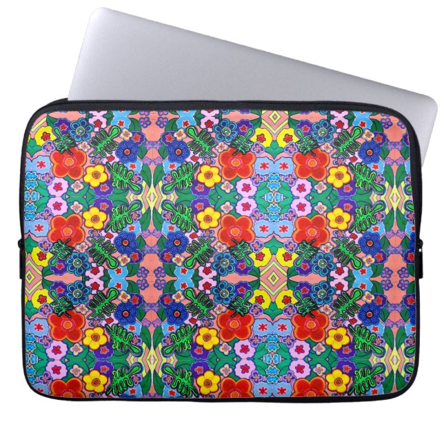 Bright Abstract Flower Art   Laptop Sleeve (Front)