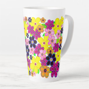 Bright Abstract Flower Art Latte Mug