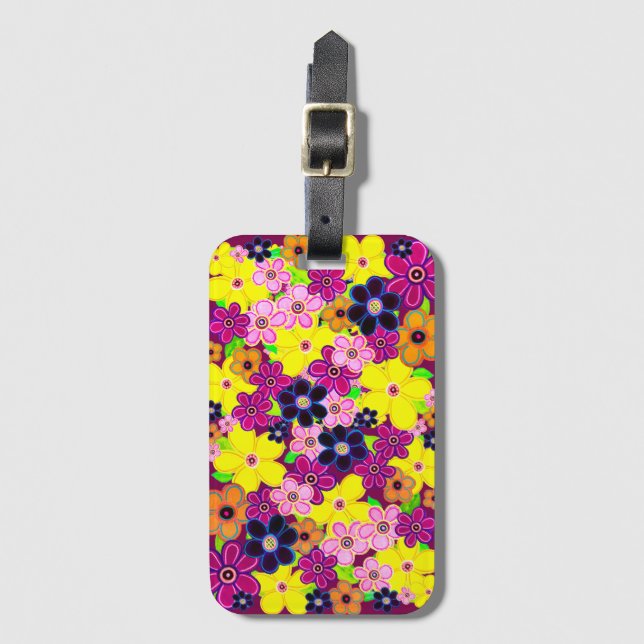Bright Abstract Flower Art Luggage Tag (Front Vertical)