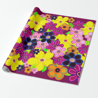 Bright Abstract Flower Art Wrapping Paper