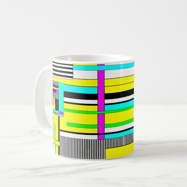 Bright abstract geometric neon pattern throw pillo coffee mug (Front Left)