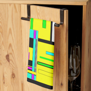 Bright abstract geometric neon pattern throw pillo kitchen towel