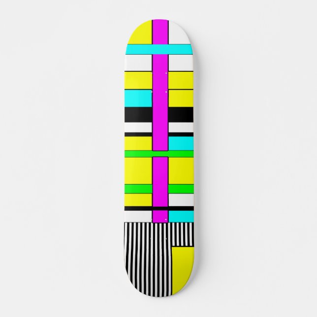 Bright abstract geometric neon pattern throw pillo skateboard (Front)