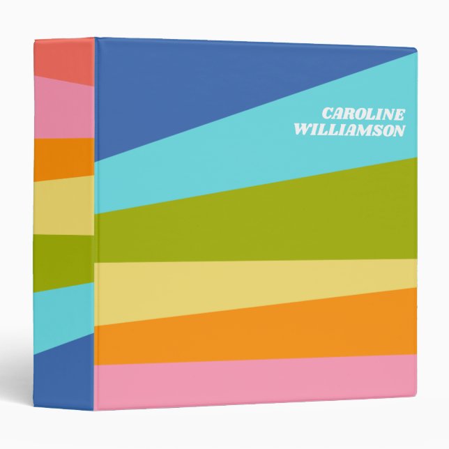 Bright Abstract Geometric Rainbow Personalized  Binder (Front/Spine)