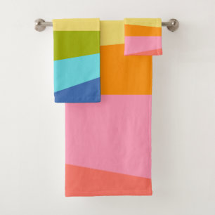 Bright Abstract Geometric Shapes   Rainbow   Bath Towel Set