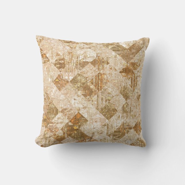 Bright abstract mosaic golden pattern throw pillow (Front)