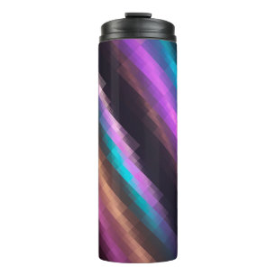 Bright abstract mosaic multicolored background wit thermal tumbler