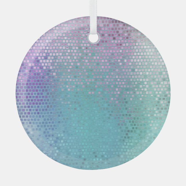 Bright Abstract Mosaic Multicolored Gloss Glass Ornament (Front)