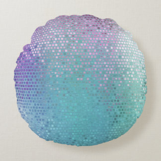 Bright Abstract Mosaic Multicolored Gloss Round Pillow