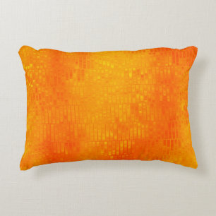Bright abstract mosaic orange background with glos accent pillow