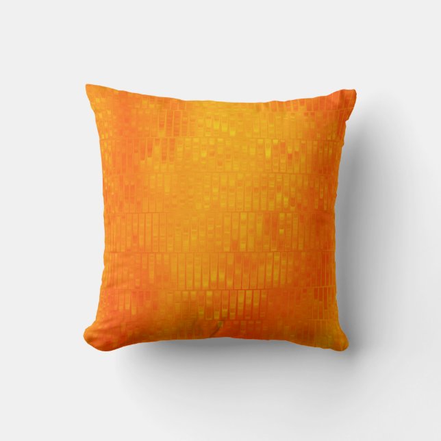Bright abstract mosaic orange background with glos throw pillow (Front)